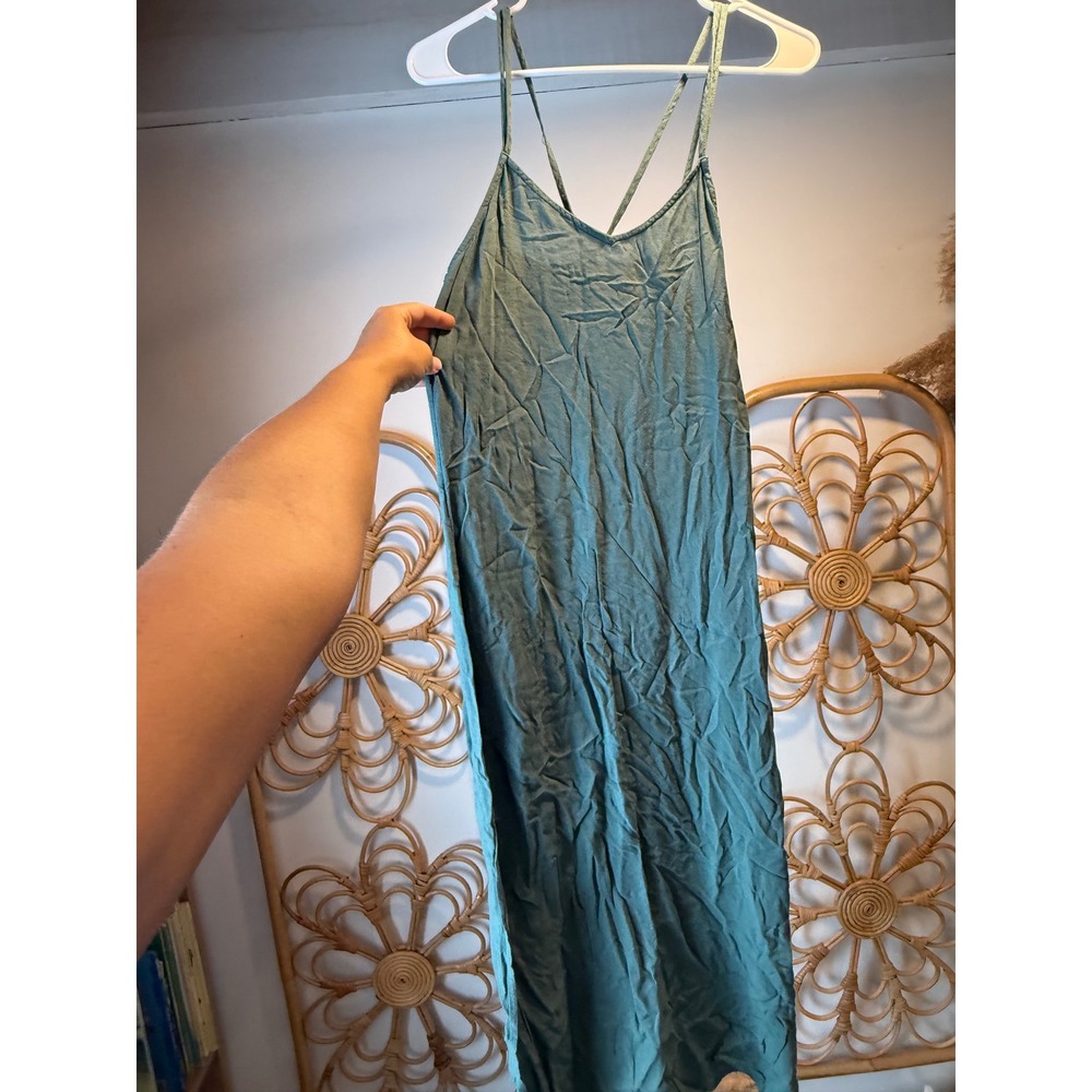 Aerie Womens‎ Teal Green Midi Slip Dress XS/S Spaghetti Strap V-Neck Casual